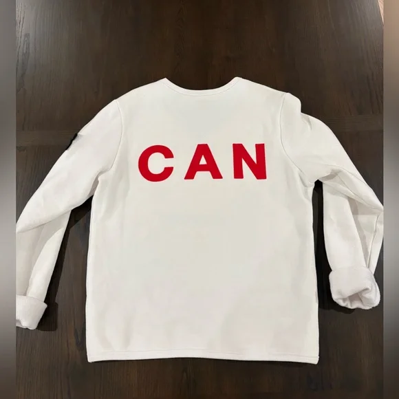 Mondetta Women’s White Crewneck Sweater with Red Canadian Flag - Picture 3 of 3